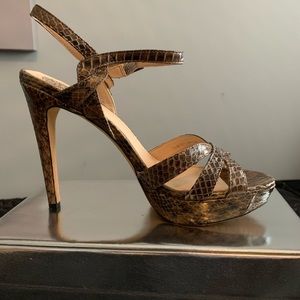 Brown Snakeskin Sexy Strappy Sandal